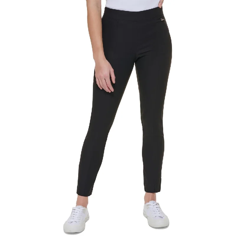 Stretchy knit tight trousers for women with soft fabric and relaxed fit -Calvin Klein Womens Mid-Rise Pull On Ankle Pants