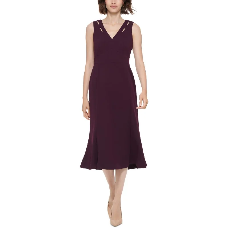 Ball Gown Dresses for Glamour -Calvin Klein Womens V-Neck A-Line Midi Dress