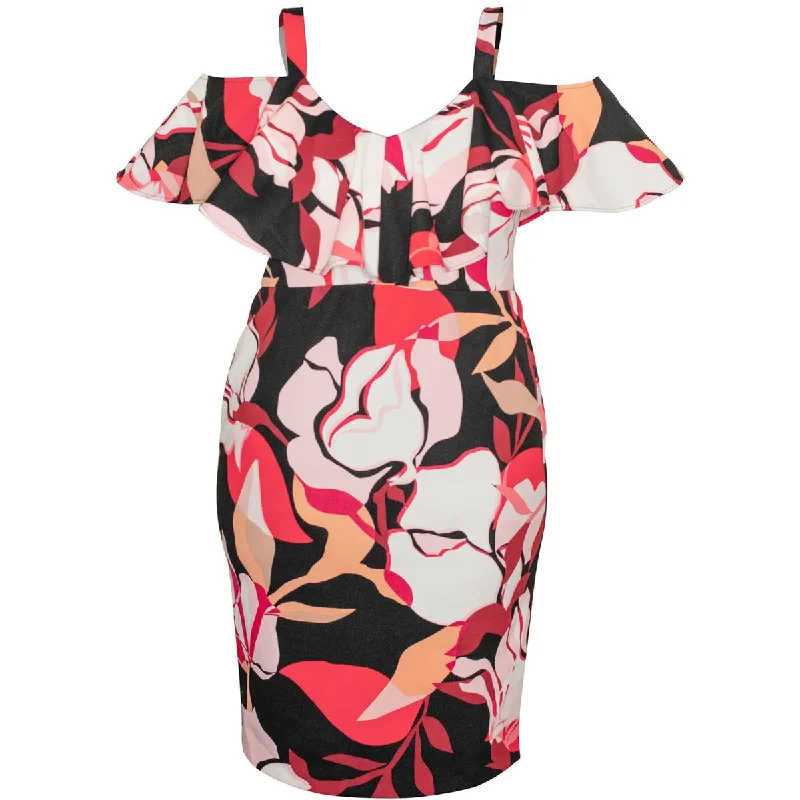 Modern Dresses for Trendy -Rachel Rachel Roy Womens Plus Marcella Cold Shoulder Floral Midi Dress