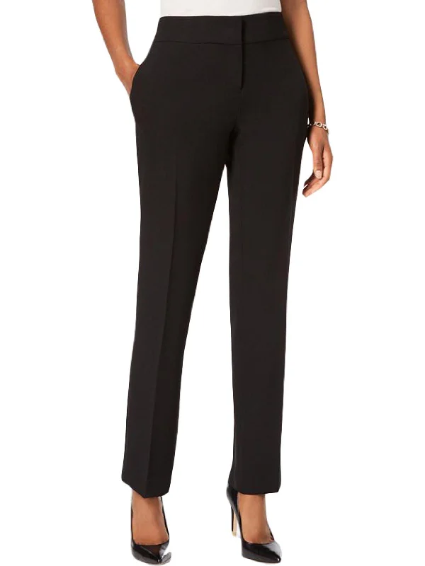 Soft wool tight trousers for women with cozy, refined fabric for cold weather -Petites Womens Slim Straight Leg Dress Pants