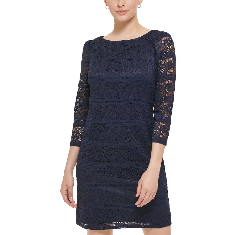 Denim Dresses for Casual Style -Jessica Howard Womens Lace 3/4 Sleeves Shift Dress