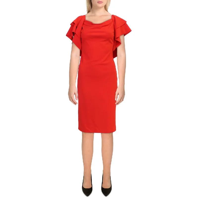 V Neck Party Dress for Flattering Look -Lauren Ralph Lauren Womens Ruffled Short Cocktail and Party Dress