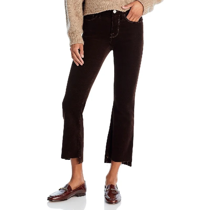 Casual tight trousers for women with comfy waistband and minimalistic style -FRAME Womens Mid Rise Crop Bootcut Pants