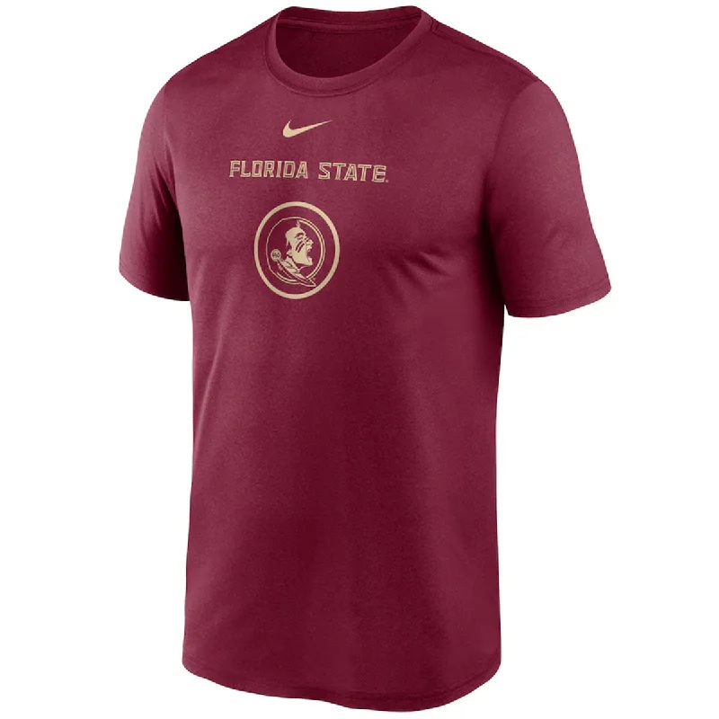 Casual Blouses for Everyday -Nike Men's Florida State Seminole Logo Dri-fit Short Sleeve Practice T-shirt - Garnet