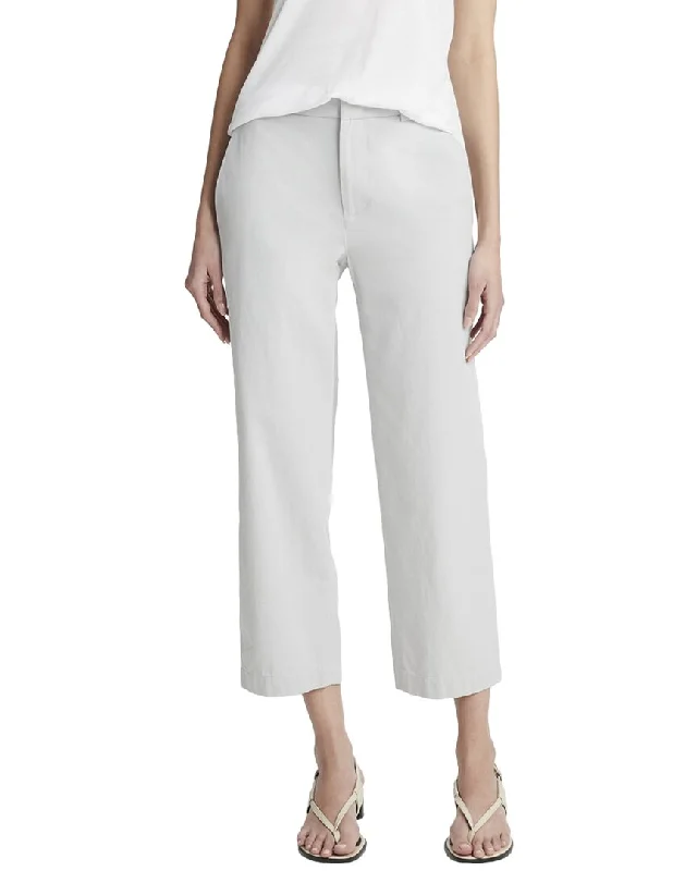 Stretch tight trousers for women with deep waistband for extra comfort and fit -Vince Mid Rise Washed Crop Pant