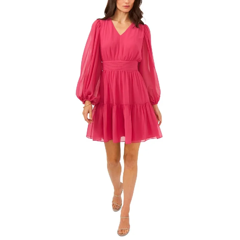 Long-sleeved Dresses for Coverage -MSK Womens Petites Chiffon Smocked Fit & Flare Dress