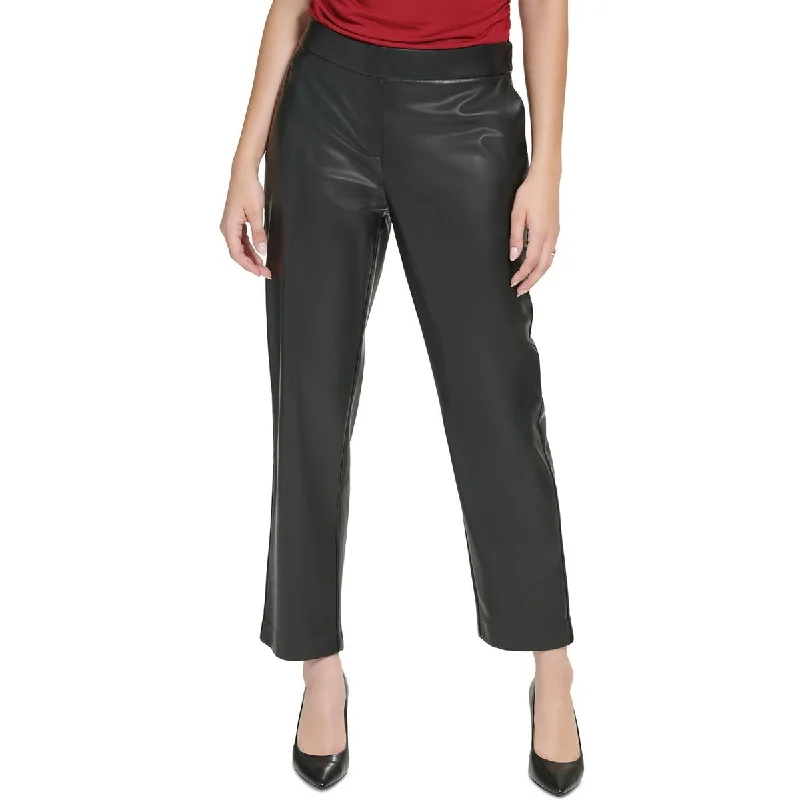 Tight trousers for women with belt loops and classic design for versatile look -Calvin Klein Womens Faux Leather High Rise Leggings