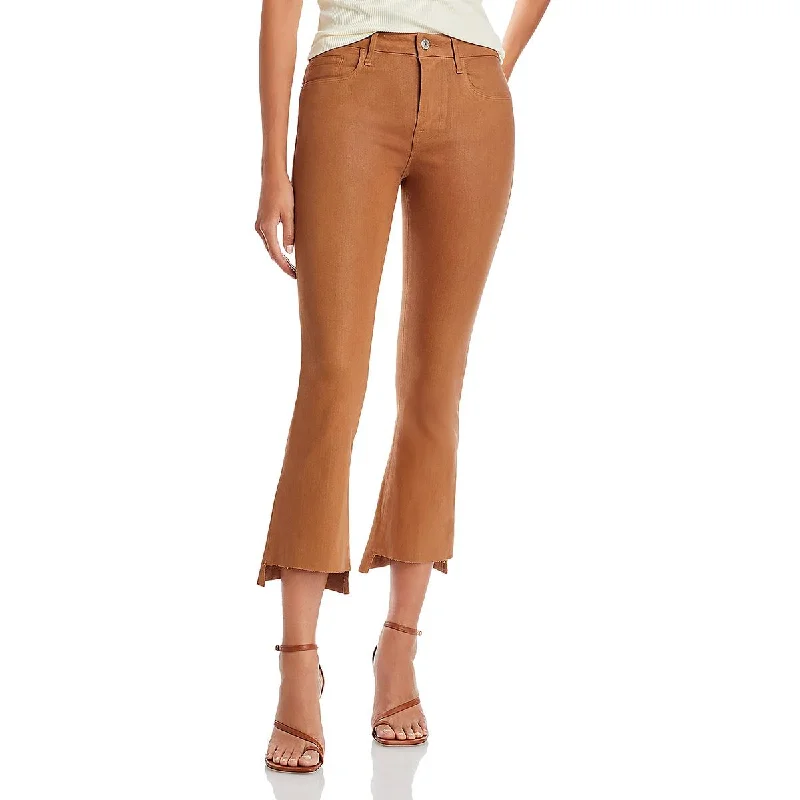 Stretchy knit tight trousers for women with soft fabric and relaxed fit -FRAME Womens Bootcut Mid-Rise Cropped Pants