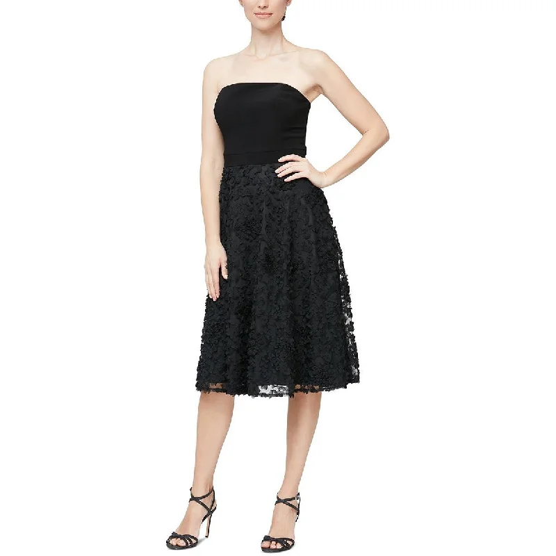 Long Sleeve Party Dress for Coverage -Alex & Eve Womens Strapless Midi Cocktail and Party Dress