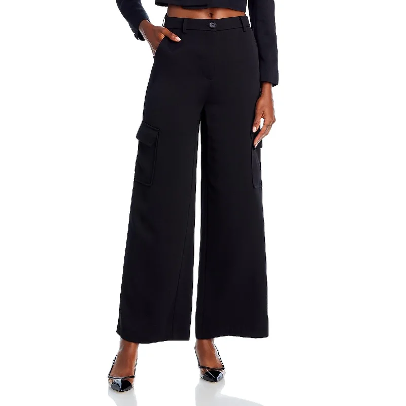 High-rise tight trousers for women with pleated front and classic look -Lucy Paris Womens High Rise Wide Leg Cargo Pants