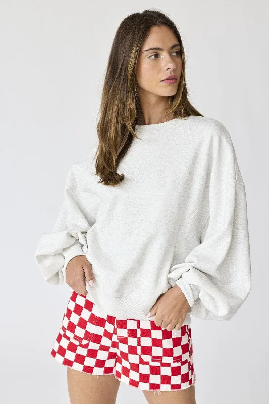 African Blouses with Culture -Ivory Oversized Balloon Sleeve Sweatshirt