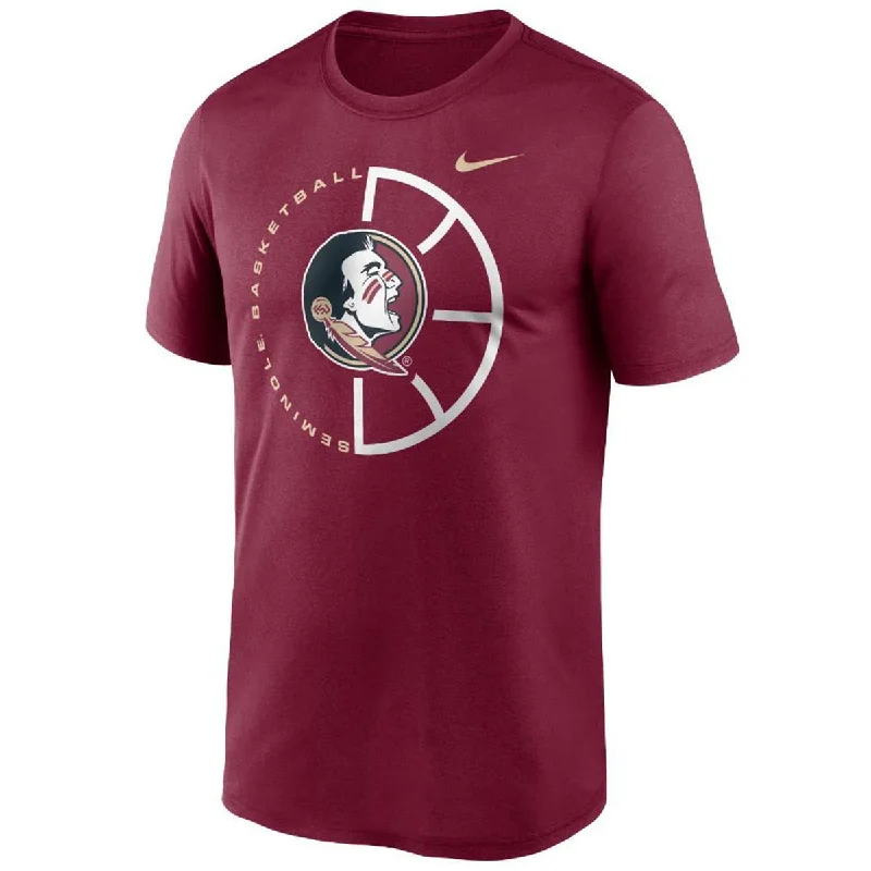 One Shoulder Blouses for Trendy -Nike Men's Seminole Basketball/Seminole Logo Design Short Sleeve Legend T-shirt - Garnet