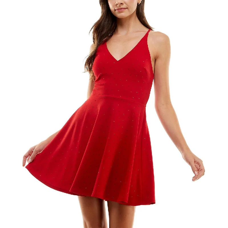 Silk Dresses for Luxurious -City Studio Womens Juniors Padded Bust Mini Fit & Flare Dress