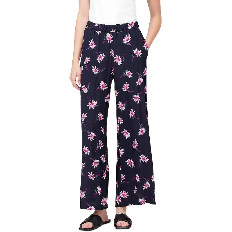 High-waisted tight trousers for women with tapered leg and vintage-inspired design -Karen Kane Womens High Waist Floral Wide Leg Pants