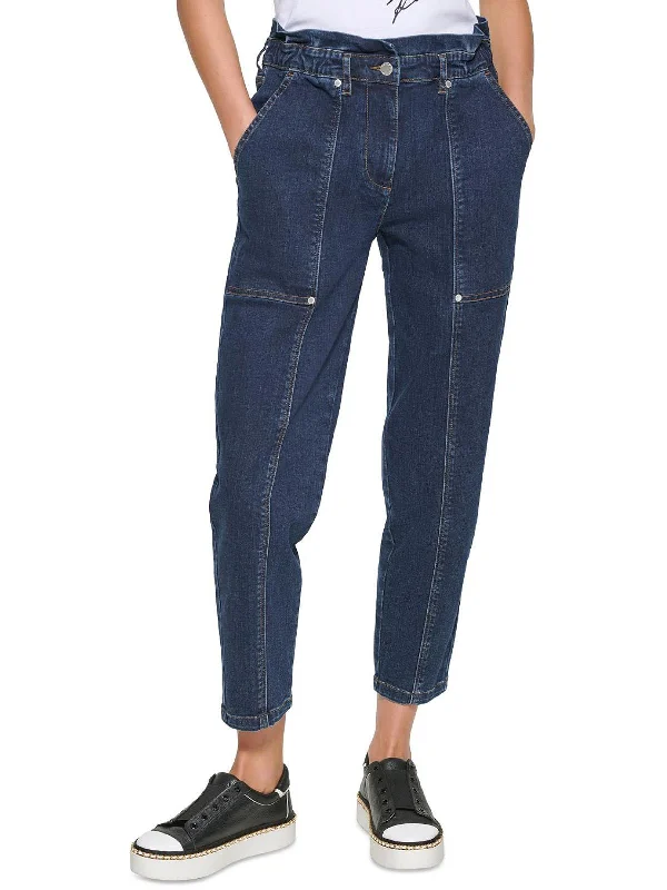 Comfortable tight trousers for men with stretchy fabric and slim silhouette -Womens Straight Leg Denim Ankle Jeans