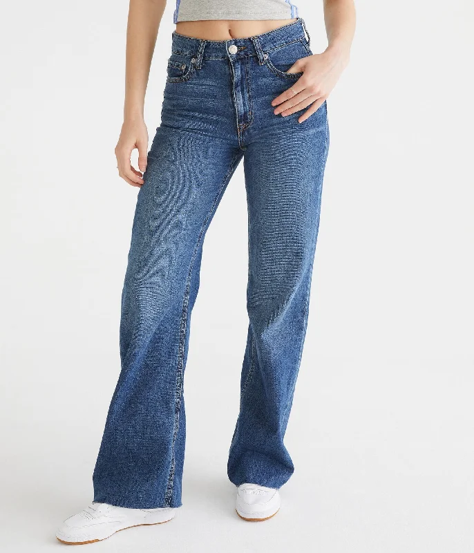 Lightweight tight trousers for men with breathable fabric for summer wear -Aeropostale Women's '90S Super High-Rise Wide Leg Jean***