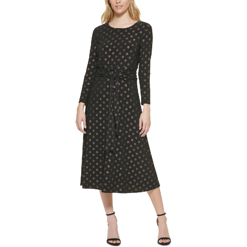 Long-sleeved Dresses for Coverage -Tommy Hilfiger Womens Ruched A-Lined Midi Dress