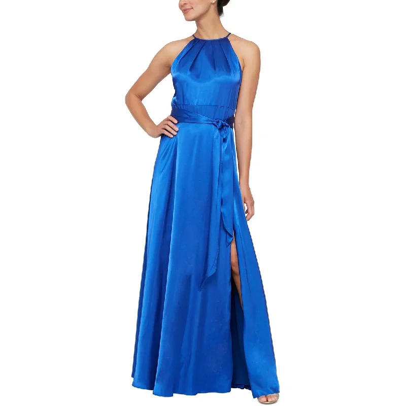 Strapless Dresses for Glamorous -Alex & Eve Womens Satin Belted Evening Dress