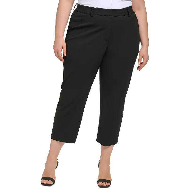 Tailored stretch tight trousers for women with comfortable waistband and flattering design -Calvin Klein Womens Plus Office Solid Ankle Pants