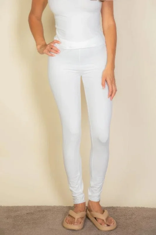 Bright colored tight trousers for women with striking hues for bold statement -Basic Solid Leggings