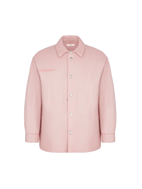 V Neck Blouses for Flattering -Womens Flower-Warmth Padded Overshirt—Magnolia Pink