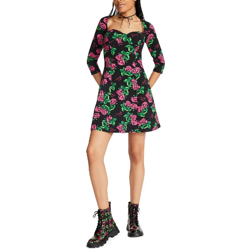 Strapless Dresses for Glamorous -Betsey Johnson Womens Printed Mini Fit & Flare Dress