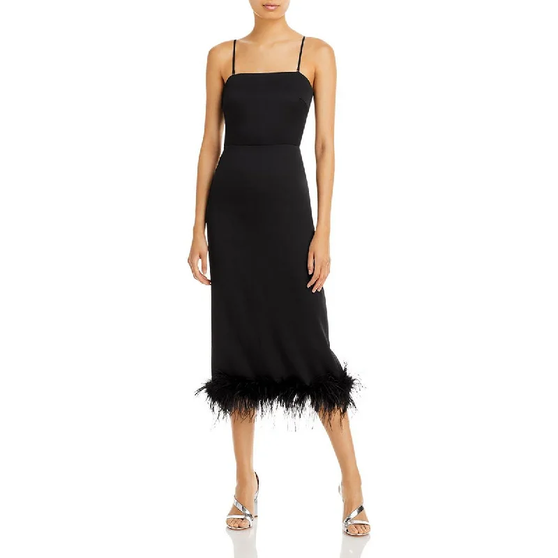 Striped Bodice Party Dress for Fashion -Lucy Paris Womens Mareena Feather Trim Back slit Cocktail and Party Dress