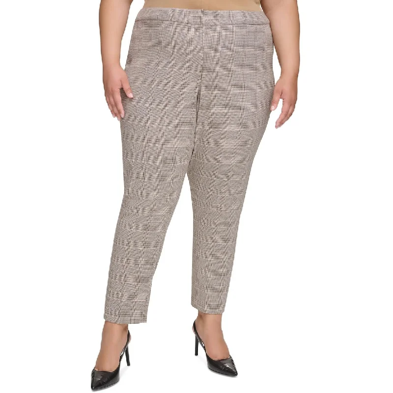 Tight trousers for women with decorative buttons and flattering silhouette for day wear -Calvin Klein Womens Plus High Rise Stretch Ankle Pants